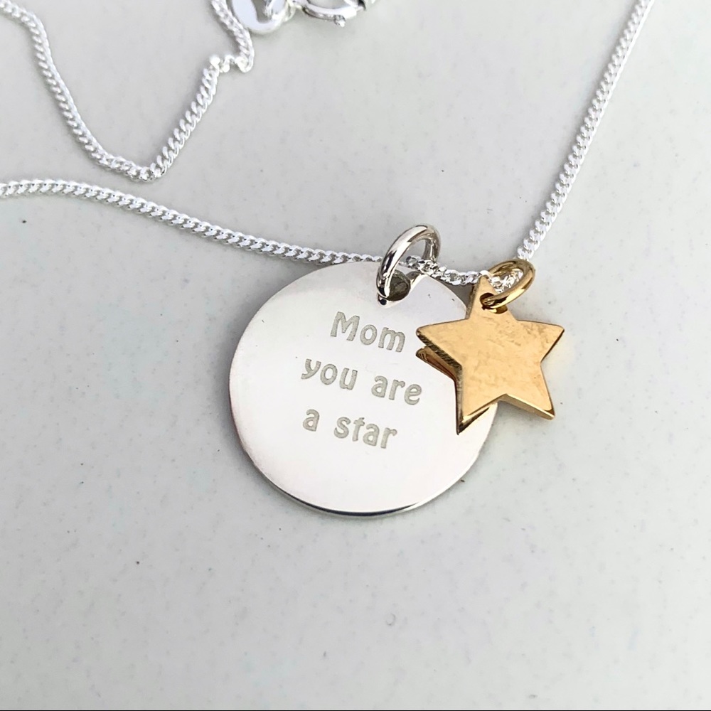 Mom Star Cham Necklace sterling Silver